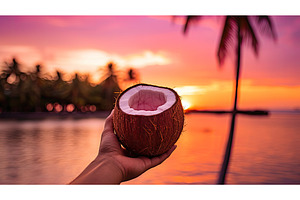 sunperson view coconut background ai, a Nature Photo by pikepicture