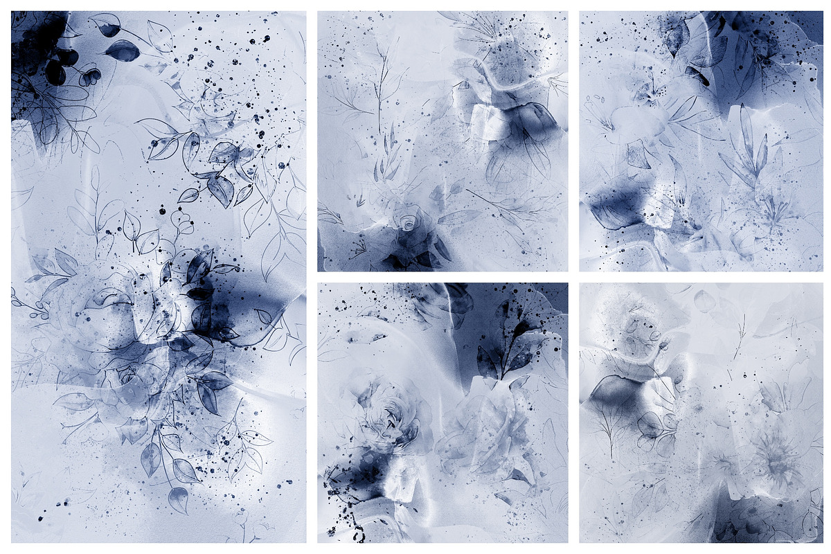 Watercolor Floral Backgrounds, a Texture Graphic by sibel dayı (Photo 6 of 16)