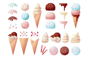 Tasty ice cream elements. Dessert, a Background Graphic by LadadikArt
