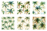 Watercolor Palm Trees Digital paper, an Illustration by Designworld (Thumbnail 2 of 5)