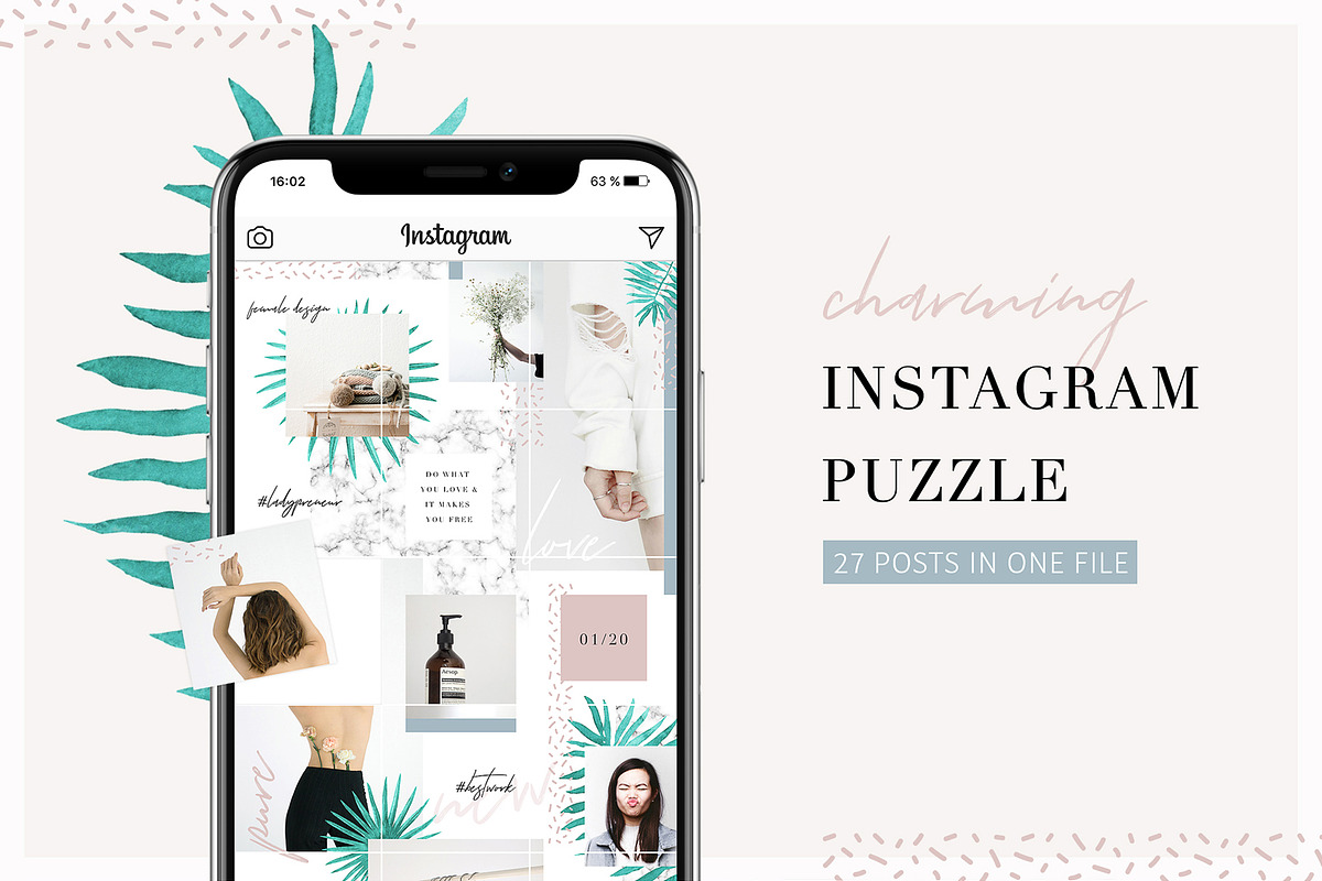 Charming Instagram Puzzle Template, a Social Media Template by AgataCreate (Photo 1 of 5)