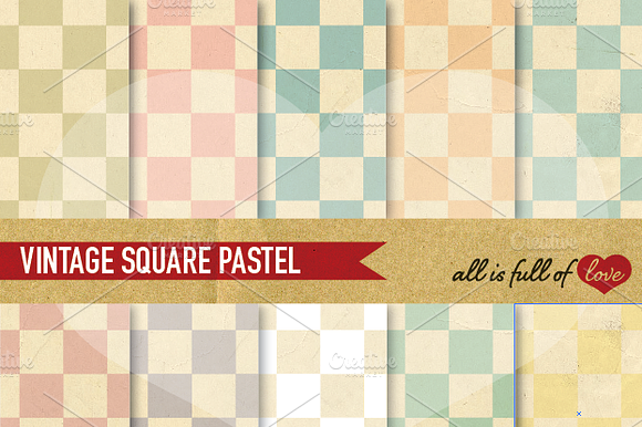 Pastel Square Patterns Vintage Style preview 2