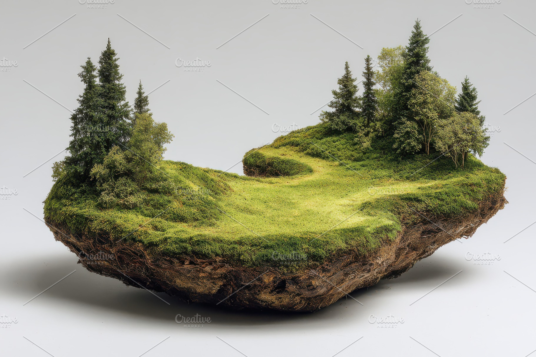 Floating island miniature landscape, a Photo by Pixeness Studio