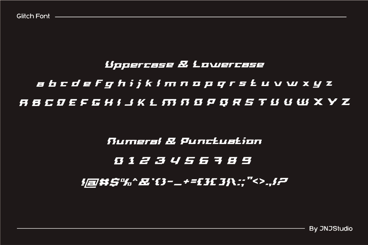 Glitch Style Font, a Sans Serif Font by JNJ Studio (Photo 10 of 10)