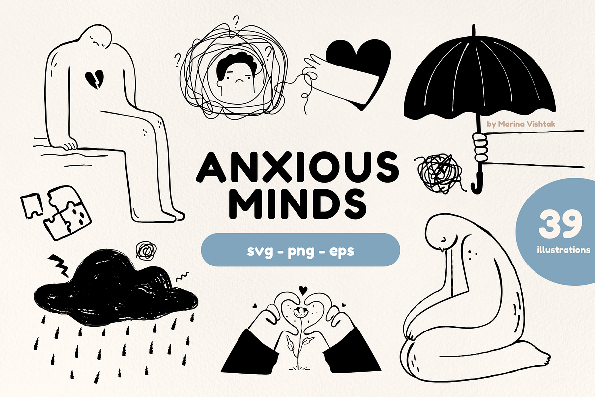 Mental Health Abstract Line Clipart, a Healthcare Illustration by Heartwarming Art (Photo 1 of 10)