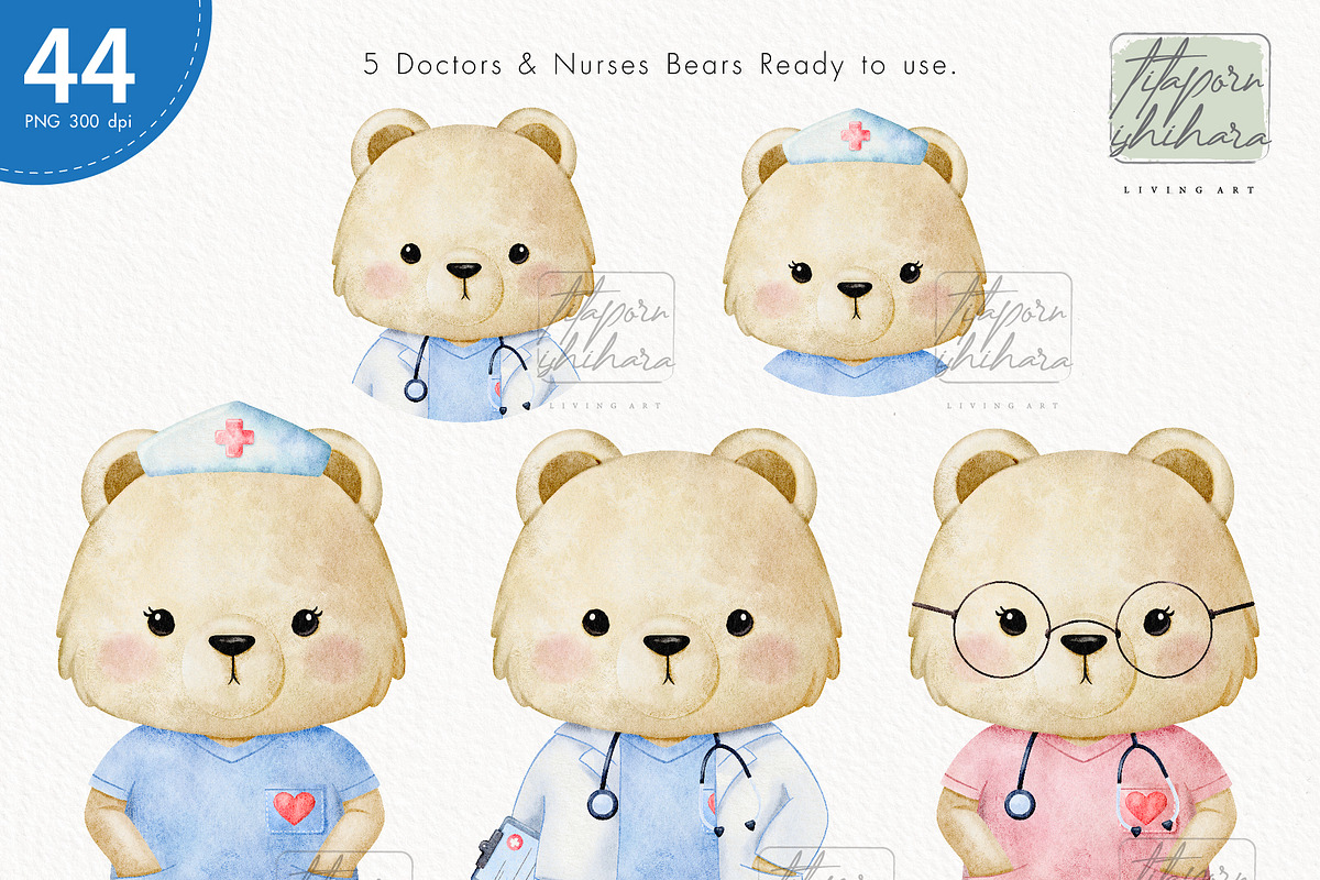 Nurse and Doctor Bear Medical, a Healthcare Illustration by TitaLivingArt (Photo 2 of 9)