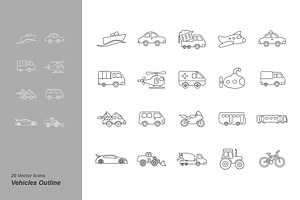 Vehicles Outline Icons