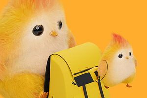 Cute Chick 3D Character Illustration