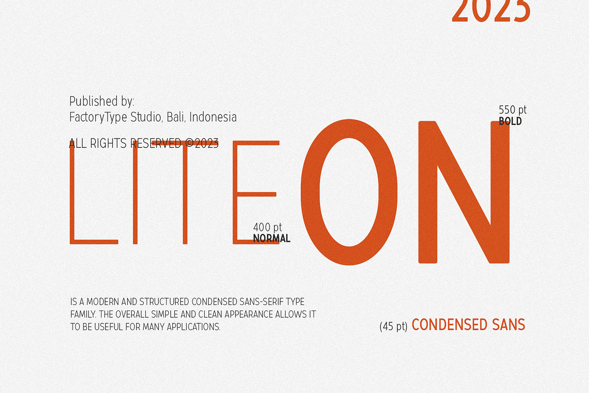 LiteOn Condensed, a Sans Serif Font by FactoryType Studio (Photo 1 of 12)