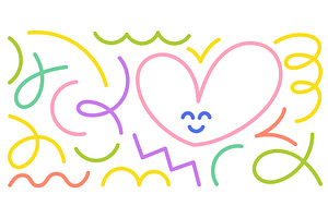 Colorful abstract line doodles, an Illustration by Ilia Design
