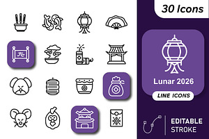30 Chinese New Year Celebration Icon, an Outline Icon by Adl Studio