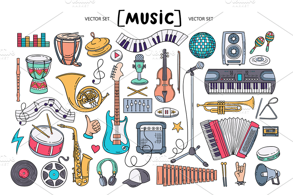 Vector set on the theme of music, an Object Graphic by Olga Chuklay (Photo 1 of 2)