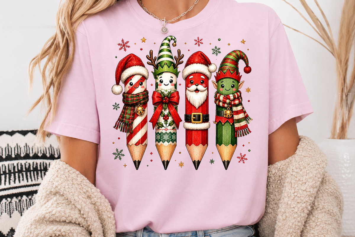 Cute Christmas Teacher Pencils PNG, a Seasonal Illustration by Rose Art (Photo 3 of 4)