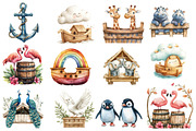 Cute Noah's Ark Watercolor Clip Art, an Illustration by Designworld (Thumbnail 5 of 9)