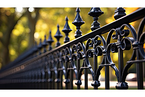 ornamental iron fence ai generated, an Arts & Entertainment Photo by pikepicture