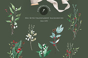 Watercolor winter twigs and berries, a Seasonal Illustration by LeriaArt watercolor (Thumbnail 4 of 9)