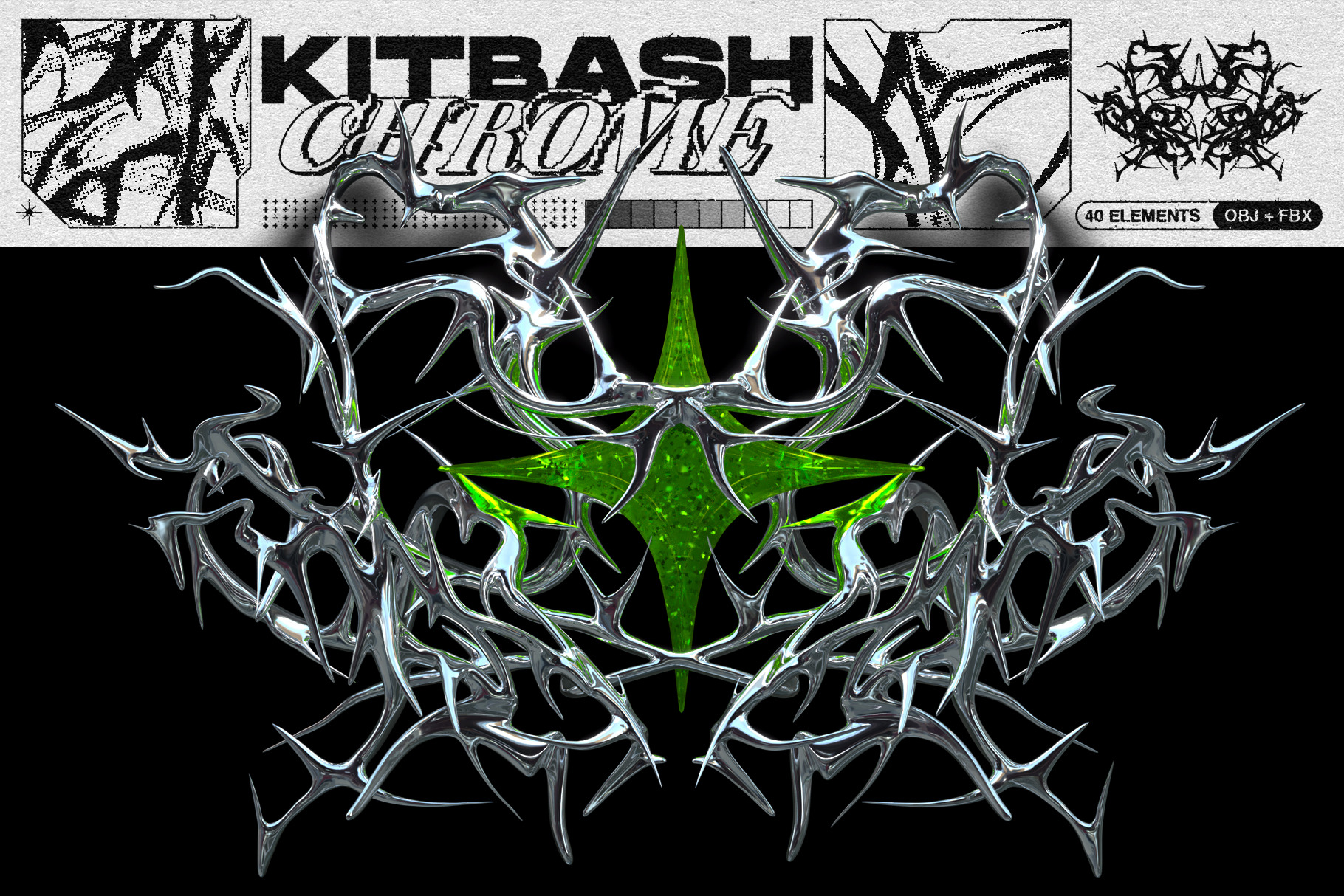 Chrome Style Kitbash, an Object 3D Model by MiksKS