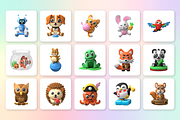 3D Cartoon Animals Icon Set, an Animal 3D Model by Flat Icons (Thumbnail 8 of 8)