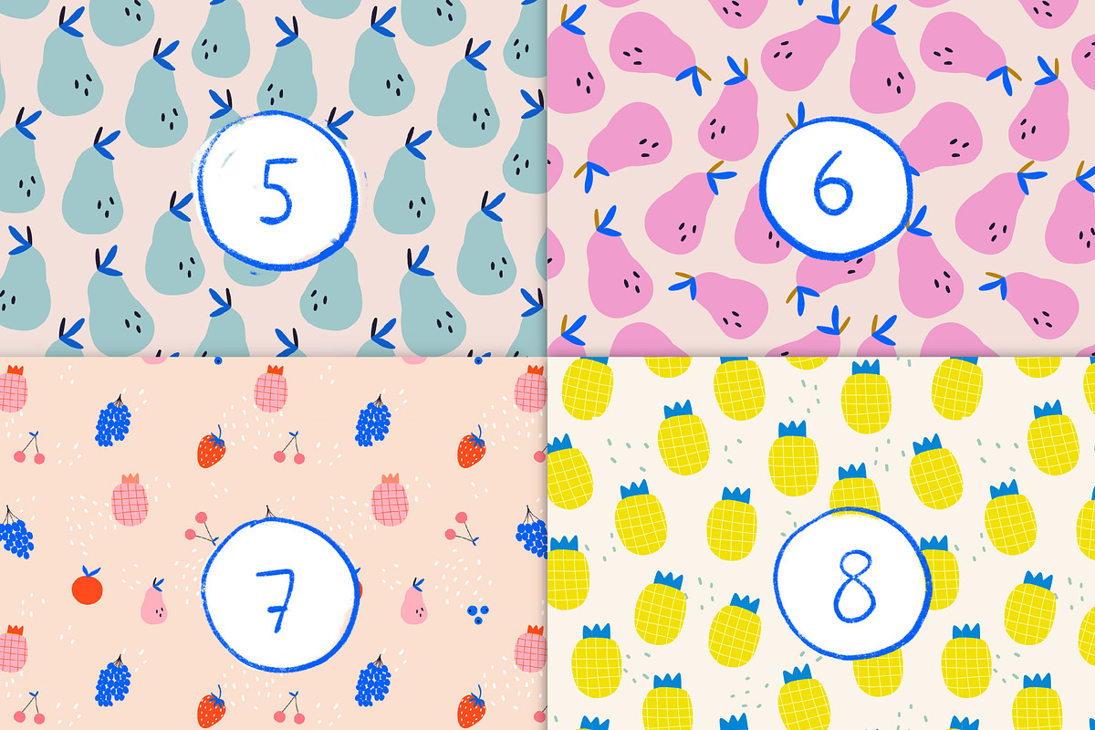 Fruit patterns, seamless vector+jpeg, a Pattern Graphic by Katie Lisker (Photo 3 of 3)