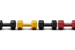 A 3D illustration of a dumbbell in, a Sports & Recreation Photo by ZinetroN