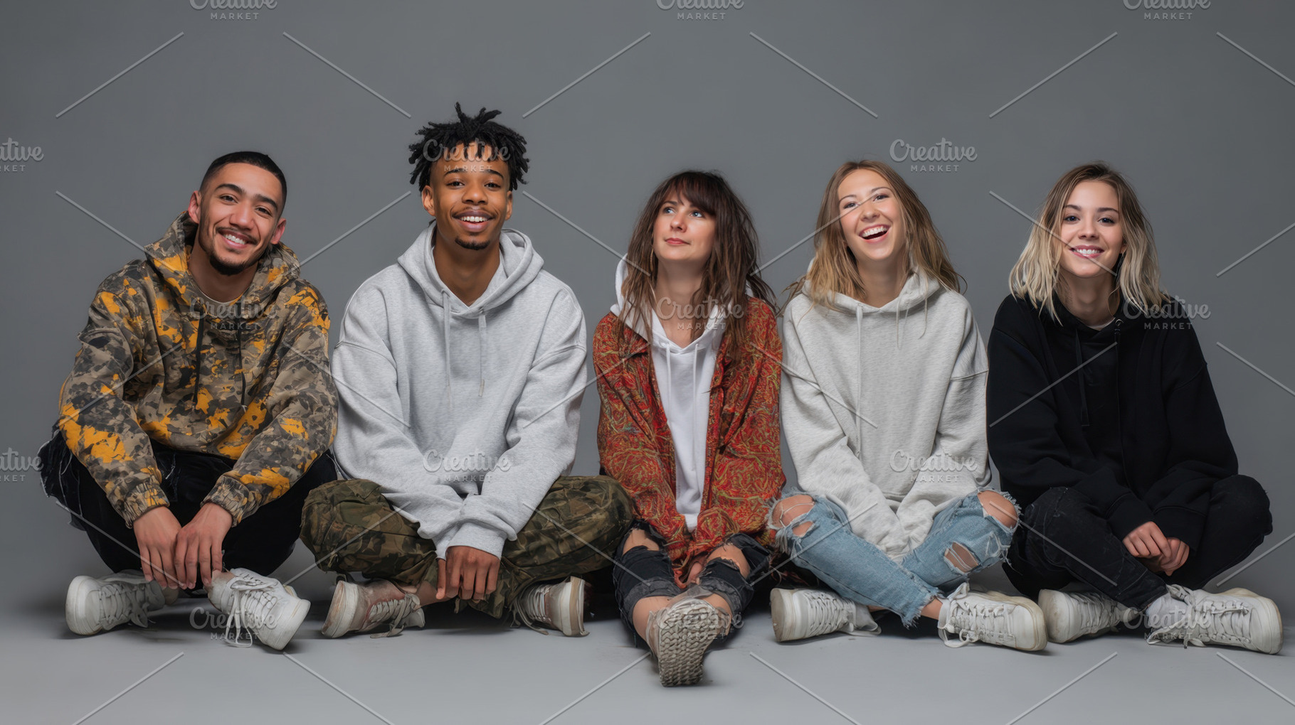 Group of friends sitting on floor, a Photo by Beautiful things