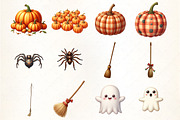Cute Patchwork Halloween Clipart, an Illustration by CrexoraLab (Thumbnail 2 of 5)
