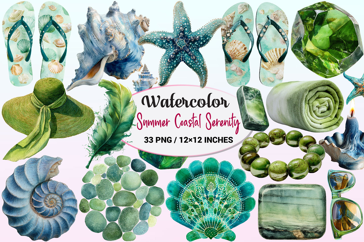 Summer Coastal Serenity Clipart, a Graphic by CitraGraphics (Photo 1 of 4)