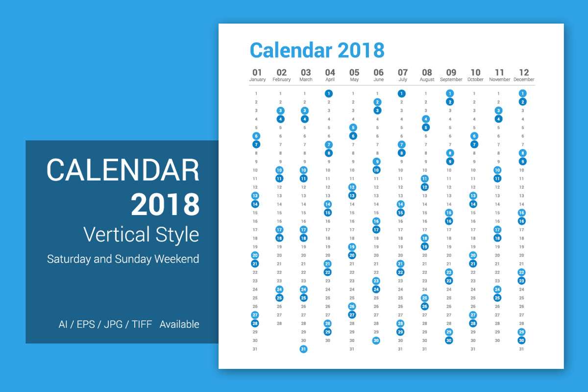 Calendar 2018 Vertical Design, a Stationery Template by WORAKAMON Design Studio (Photo 1 of 3)