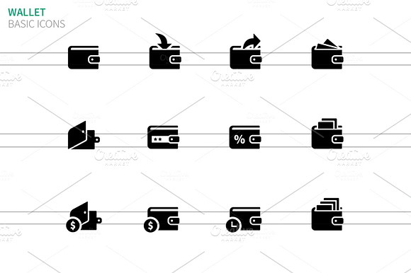 Wallet Icons On White