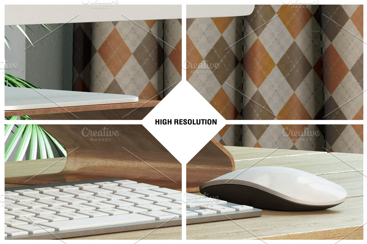 iMac Home Office Mockup, a Household Mockup by IsometricWorld (Photo 6 of 7)
