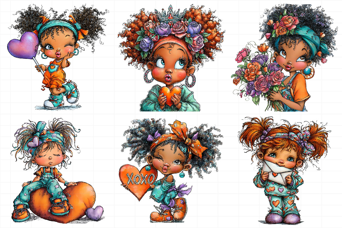 Valentine Holiday Black Girl Clipart, an Illustration by Daily.Designs (Photo 3 of 7)