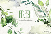 watercolor Leaves Collection, an Illustration by Les Frolova (Thumbnail 1 of 9)