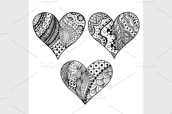Set Of Hand Drawn Hearts