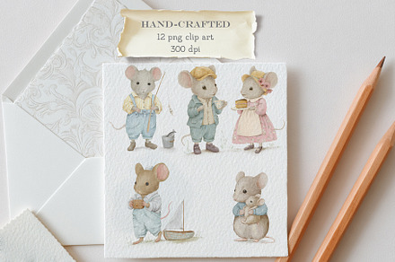 Whimsical Mice Clipart Set
