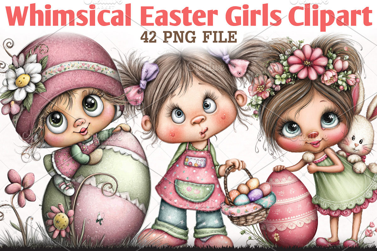Whimsical Easter Girl Clipart Png, a Person Illustration by RobertsArt (Photo 1 of 6)