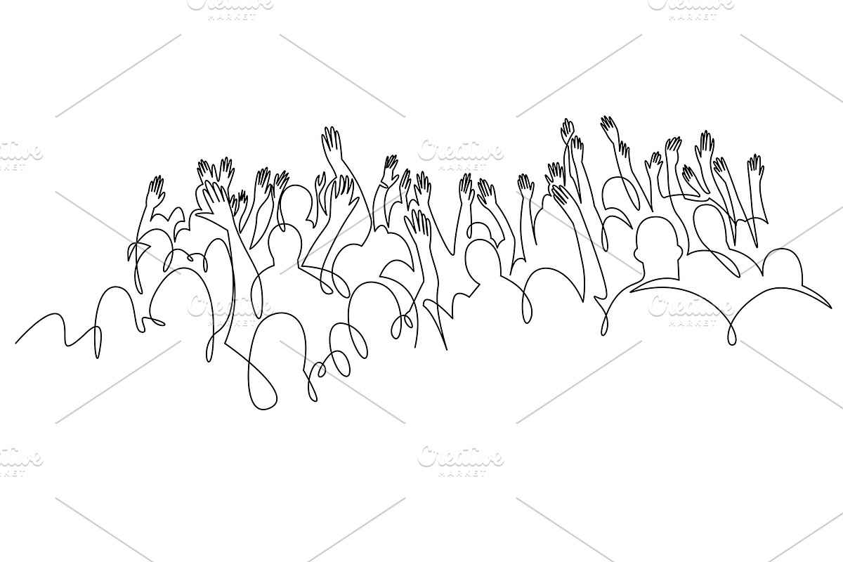 Cheerful crowd cheering illustration, a Person Illustration by Samui-Art