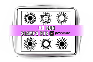 50 Sun Procreate Stamps Brushes