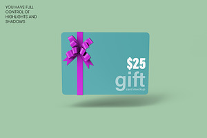 Gift Card With Ribbon Mockup