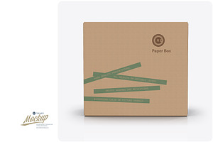 Kraft Paper Box Front View Mockup