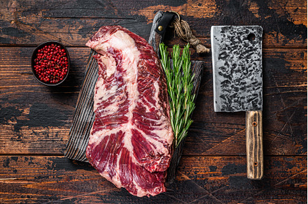 Hanging tender or hanger raw beef