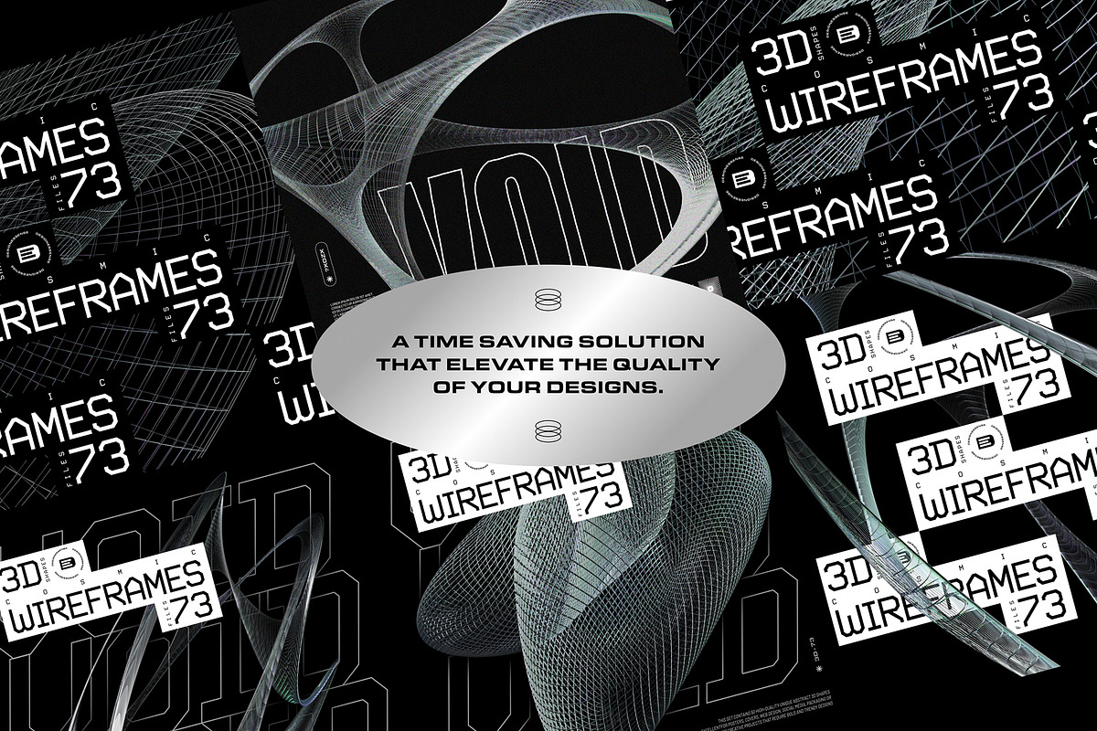 3D Chrome Wireframes - 73 shapes, an Object Graphic by assetpro.design (Photo 3 of 12)