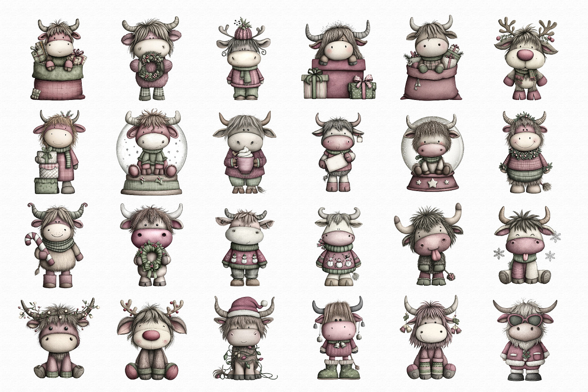 Whimsical Christmas Highland Cow Cli, an Illustration by Libby Wishes (Photo 2 of 7)
