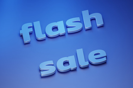 "Flush sale" inscription on blue background