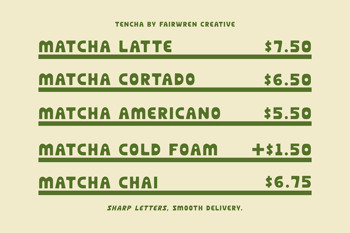 Tencha, a Sans Serif Font by Fairwren Creative (Photo 6 of 6)
