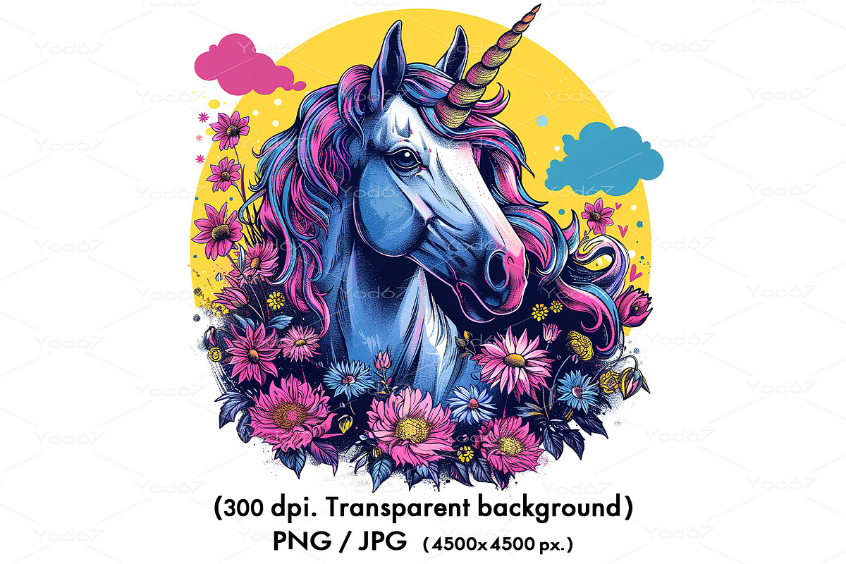 Vibrant unicorn with a spiral horn, an Animal Illustration by yod67 (Photo 1 of 9)