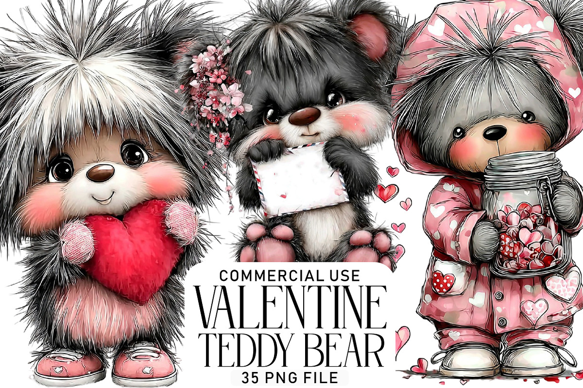 Valentine Teddy Bear Clipart Bundle, an Illustration by Daily.Designs (Photo 1 of 5)