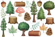 Watercolor Woodland Scenery Clipart, an Illustration by Doodle and Stitch (Thumbnail 2 of 2)