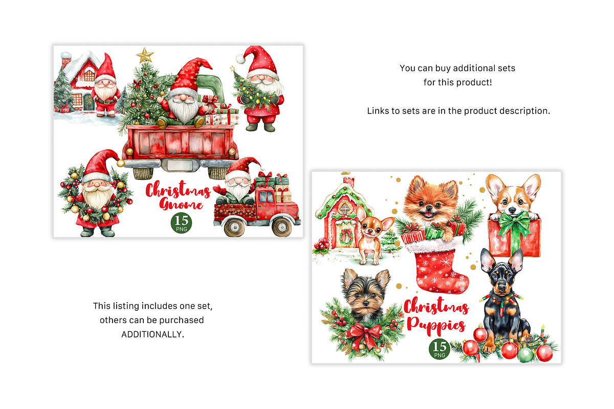 Christmas Gnome Clipart PNG Bundle, a Seasonal Illustration by GlamArtZhanna (Photo 2 of 6)
