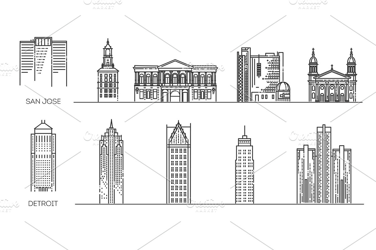 American Landmarks Symbols, an Outline Icon by Tettygreen (Photo 2 of 2)