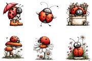 Whimsical spring ladybug clipart, an Illustration by CreationArt (Thumbnail 3 of 7)